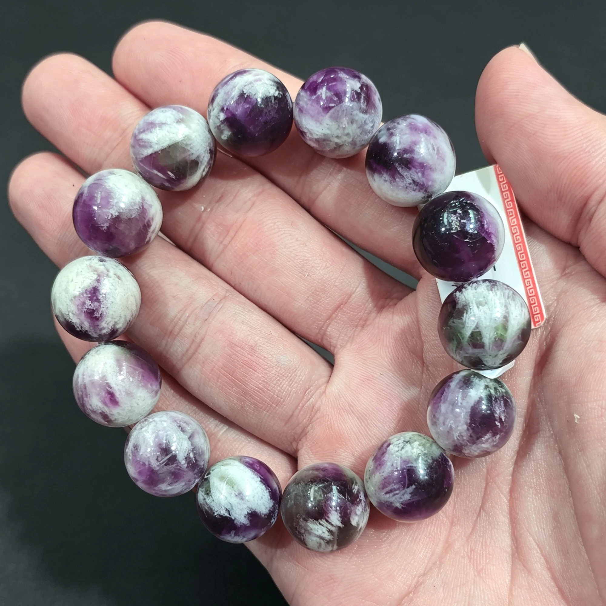 Natural Angel Feather Fluorite Bracelet Large Round Purple Fluorite Beads Elastic Wristband Choker Decor Jewelry Supply 1 Piece
