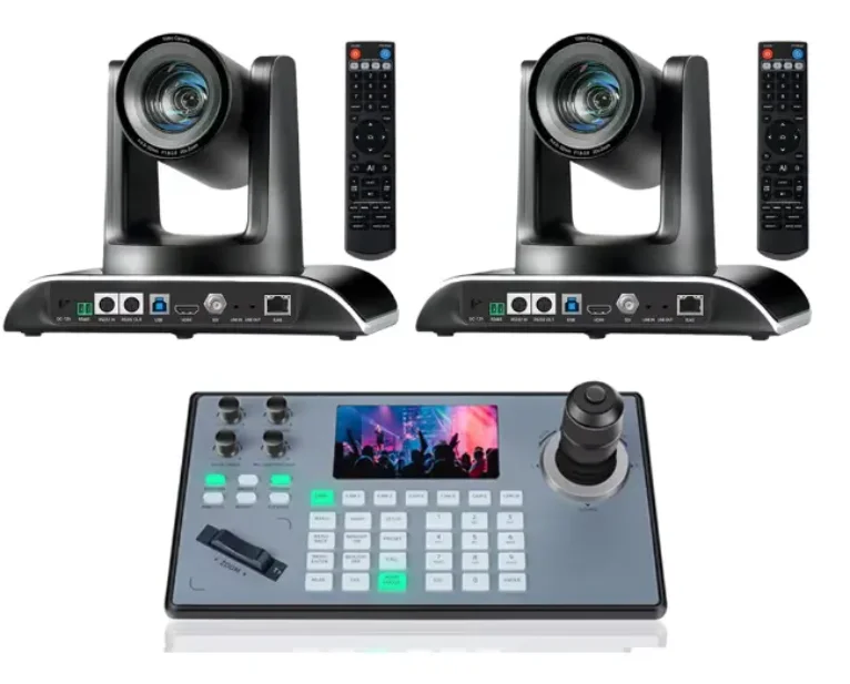TONGVEO 2pcs 30X Optical Zoom PTZ Camera Bundle With Joystick Controller Video Conference System for Live Streaming