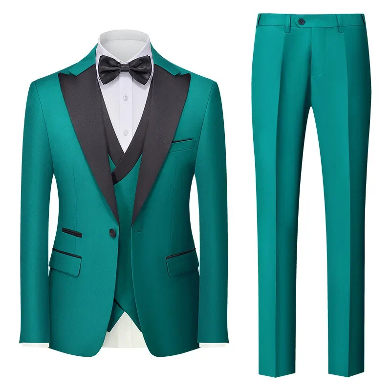 

Business professional men's clothing, long 3-piece set, multi-color banquet and party attire