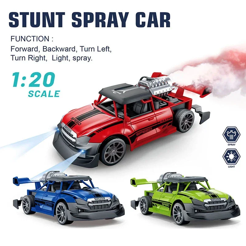

Kids Boy 1/20 Mini RC Car 2.4G Remote Control Car Truck with Light Smoke Spray Electric Car Radio Controlled Machine Model Toys