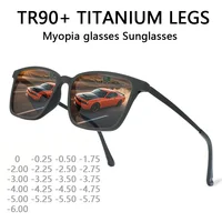 Montura cuadrada de titanio ultraligera para hombre, gafas antiluz azul para miopía, gafas de sol de tendencia, gafas de sol para miopía salvaje-1,0 ~-6,0