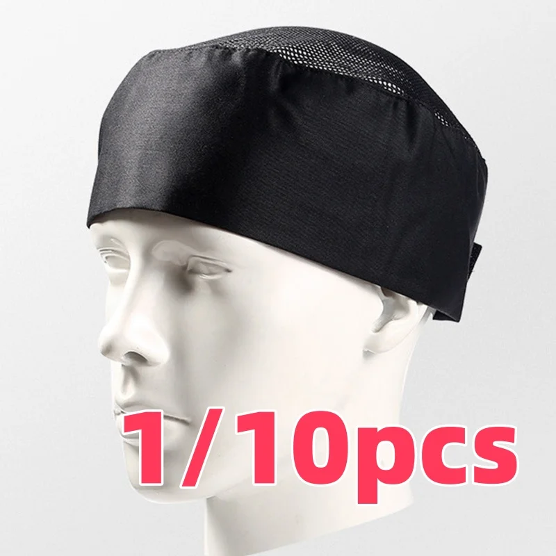 Gorro de Chef 1/10PCSChef, Gorro de Cocina para Restaurante, Panadero, Catering, Gorro de Trabajo para Servicio de Alimentos para Hombres y Mujeres, Gorro de Malla, Uniforme de Cocinero