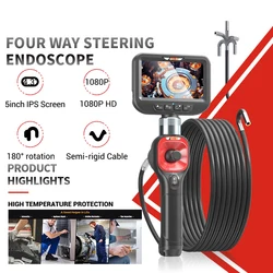 360° Articulating Borescope IP67 4.3 Inch IPS Screen 6.2mm Lens 4 Way Steering Automotive Endoscope Inspection Camera