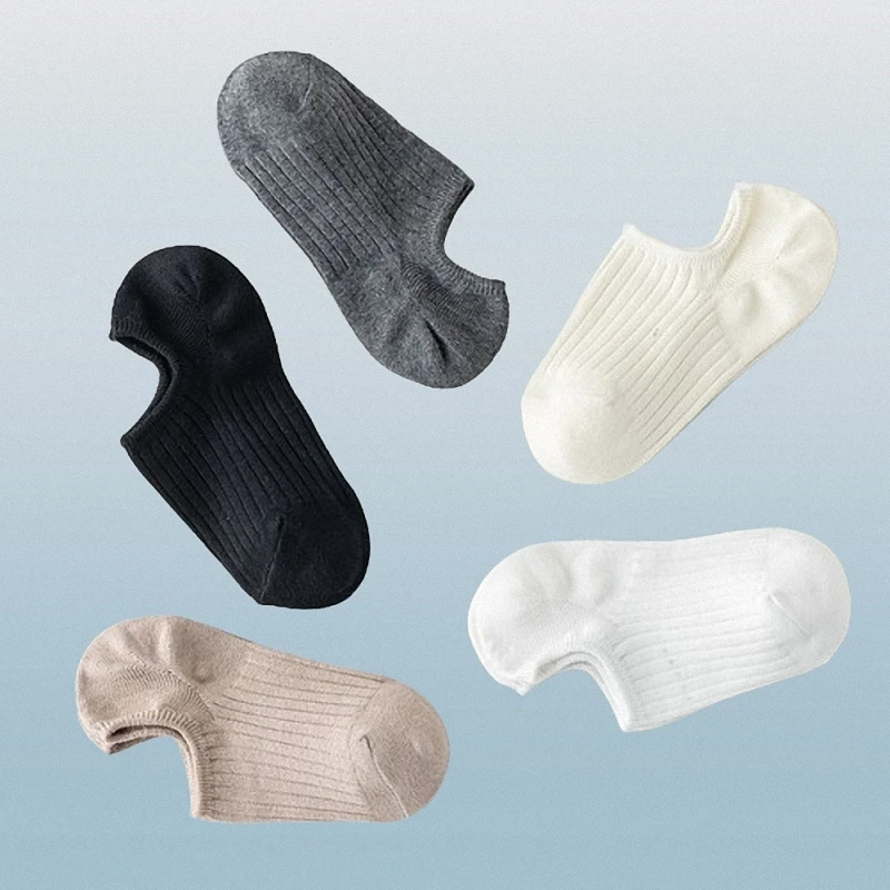 5/10 Pairs Comfortable Breathable Invisible Short Tube Boat Socks Heel Non-slip Silicone Invisible Women's Casual Socks