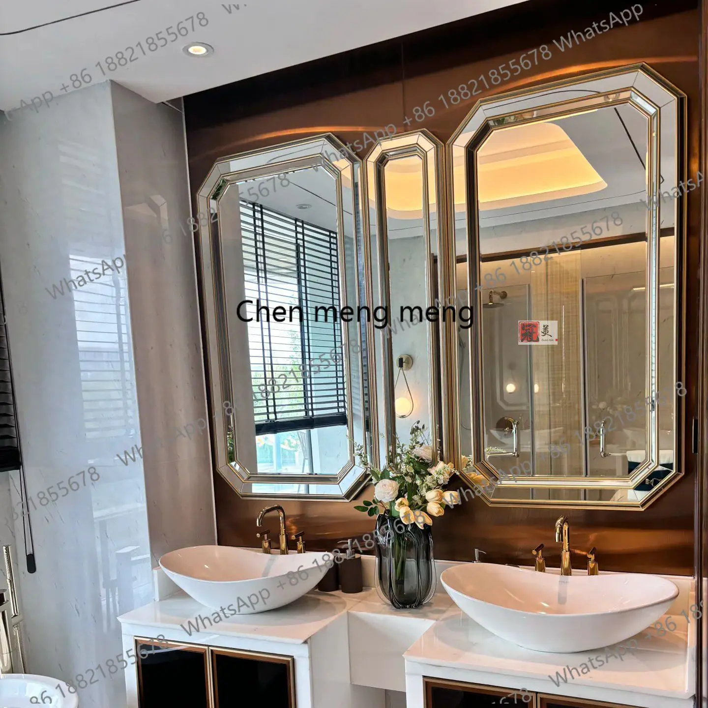 European mirror, bathroom washbasin, wall-mounted dressing mirror, soft wall three-sided decorative mirror