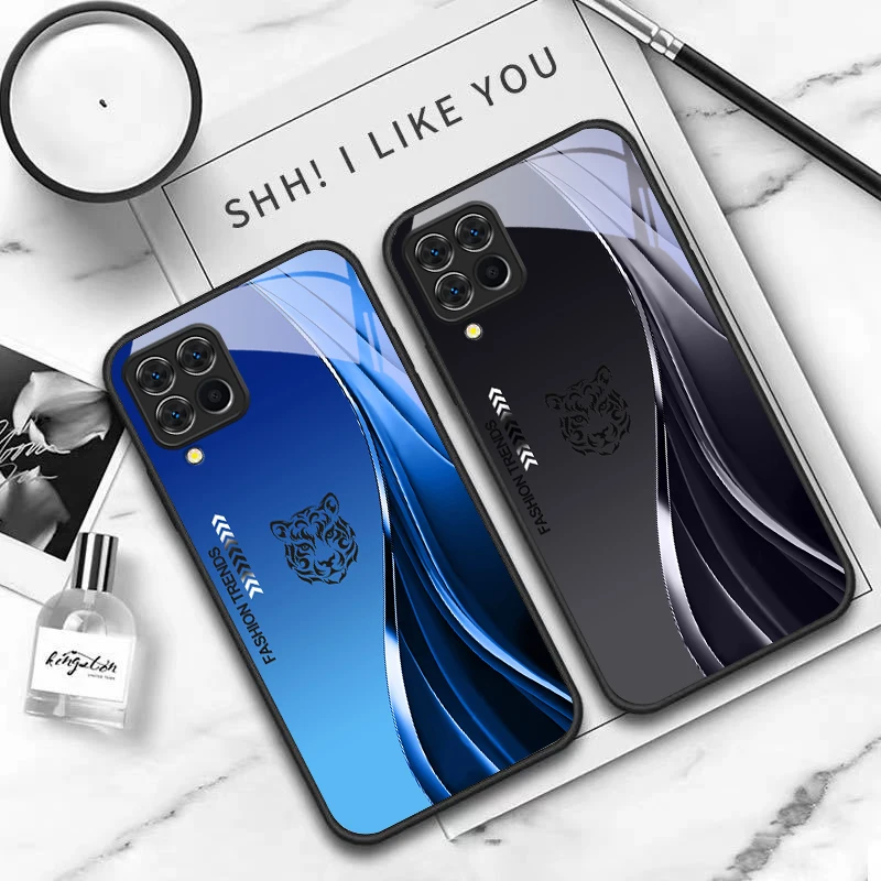 Gradient tiger head For Samsung M35 M52 F15 33 53 31S 34 15 51 Galaxy F13 23 Note 8 9 10 Plus 20 Ultra Black glass phone case Gradient tiger head For Samsung M35 M52 F15 33 53 31S 34 15 51 Galaxy F13 23 Note 8 9 10 Plus 20 Ultra Black glass phone case