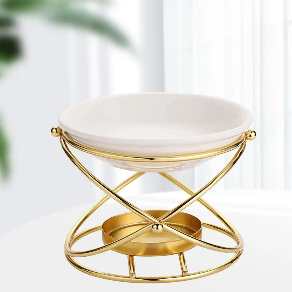 Metal Ceramic Oil Burner Aroma Lamp Diffuser Tealight Candle Holder for Spa Yoga Bedroom Home Decor Meditation