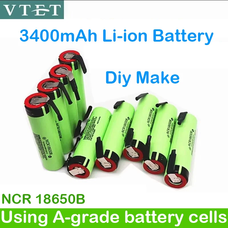 2024 New 100% Original NCR18650B 3400mAh Battery 3.7V Rechargeable Li-ion 3.7V 18650 Battery 3400mAh+DIY Nicke Electric drill