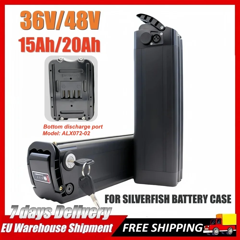 Image of Hochwertiger 48V 20Ah 15Ah Silverfish Lithium-Ionen Hochleistungs-Akku 250W 500W 750W 1000W 36V 20Ah 15Ah 18650 Batteriepack + Ladegerät
