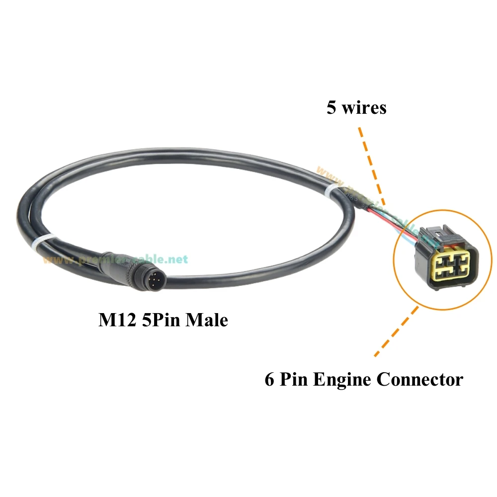NMEA 2000 N2k 6Pin Engine Interface Cable M12 5Pin to 6Pin Engine 06653-ZZ3-760HE for Lowrance Simrad B&G Navico & Garmin
