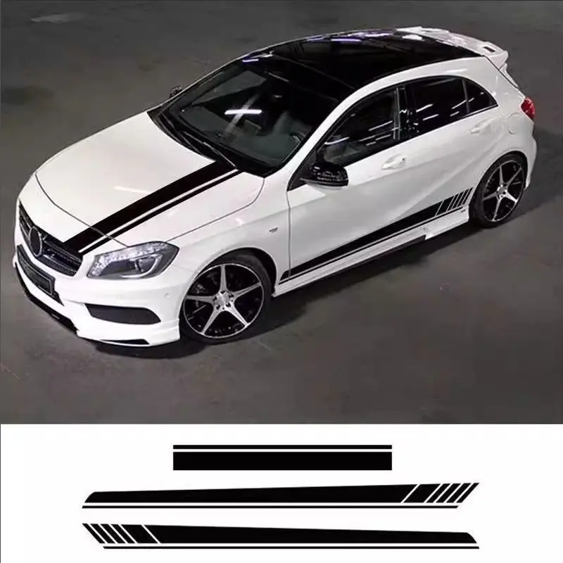 Hot-selling Car Sticker Hood Body Door Side Skirt Stripes DIY Sport Vinyl Waterproof Anti-scratch Protect Decal Trim Accessories