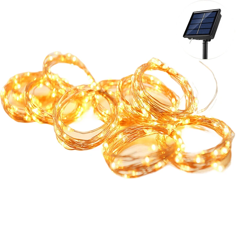 New 3*3 M Pvc Copper Wire Curtain Light Decoration Led Eight Function Solar Star Ice Strip Light
