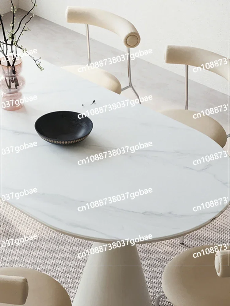 Cream Style  Minimalist Stone Plate Dining Tables and Chairs Set Household Holy Cup Table