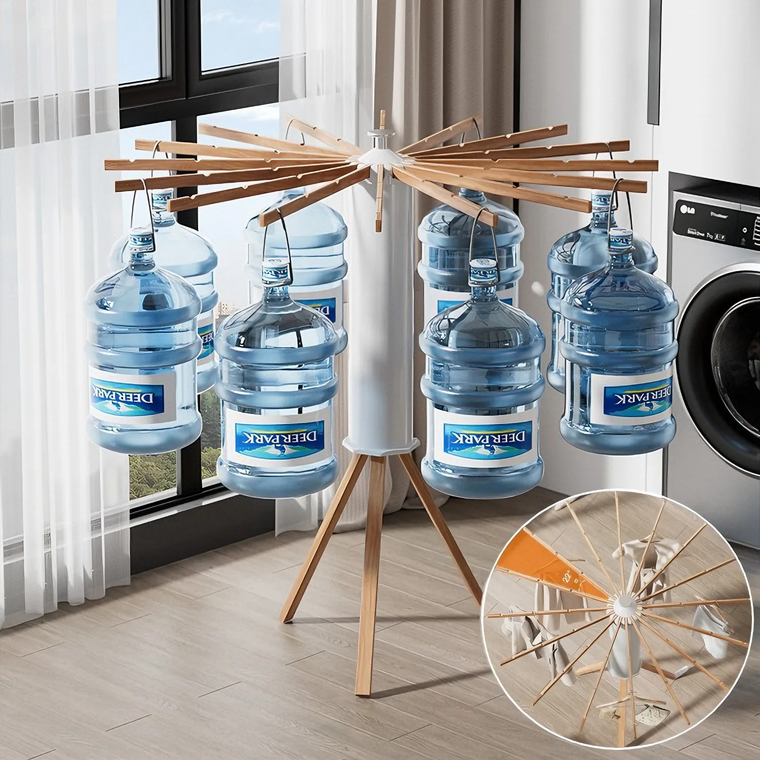 Séchoir à linge pliable, capacité de charge de 70 lb, séchoir à linge sur pied, gain de place, séchoir à linge pivotant pour balcon