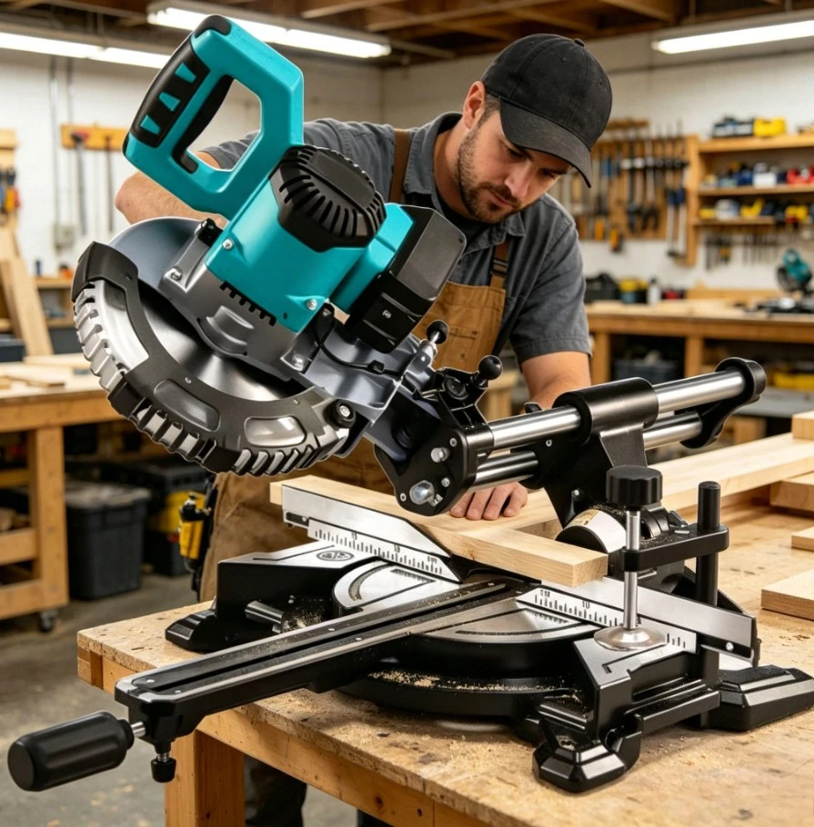 Compact 1800W 8 Inch Sliding Miter Saw 210mm Electric Powered for Wood & Aluminium Cutting