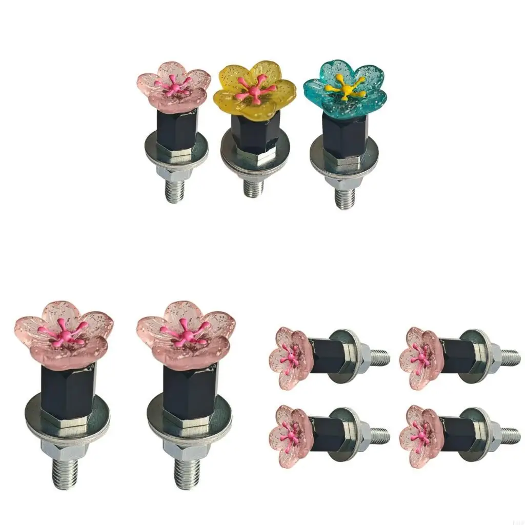 F1CF Universal Flower License Plate Screws Fastener Bolt For Car Truck Motorcycle