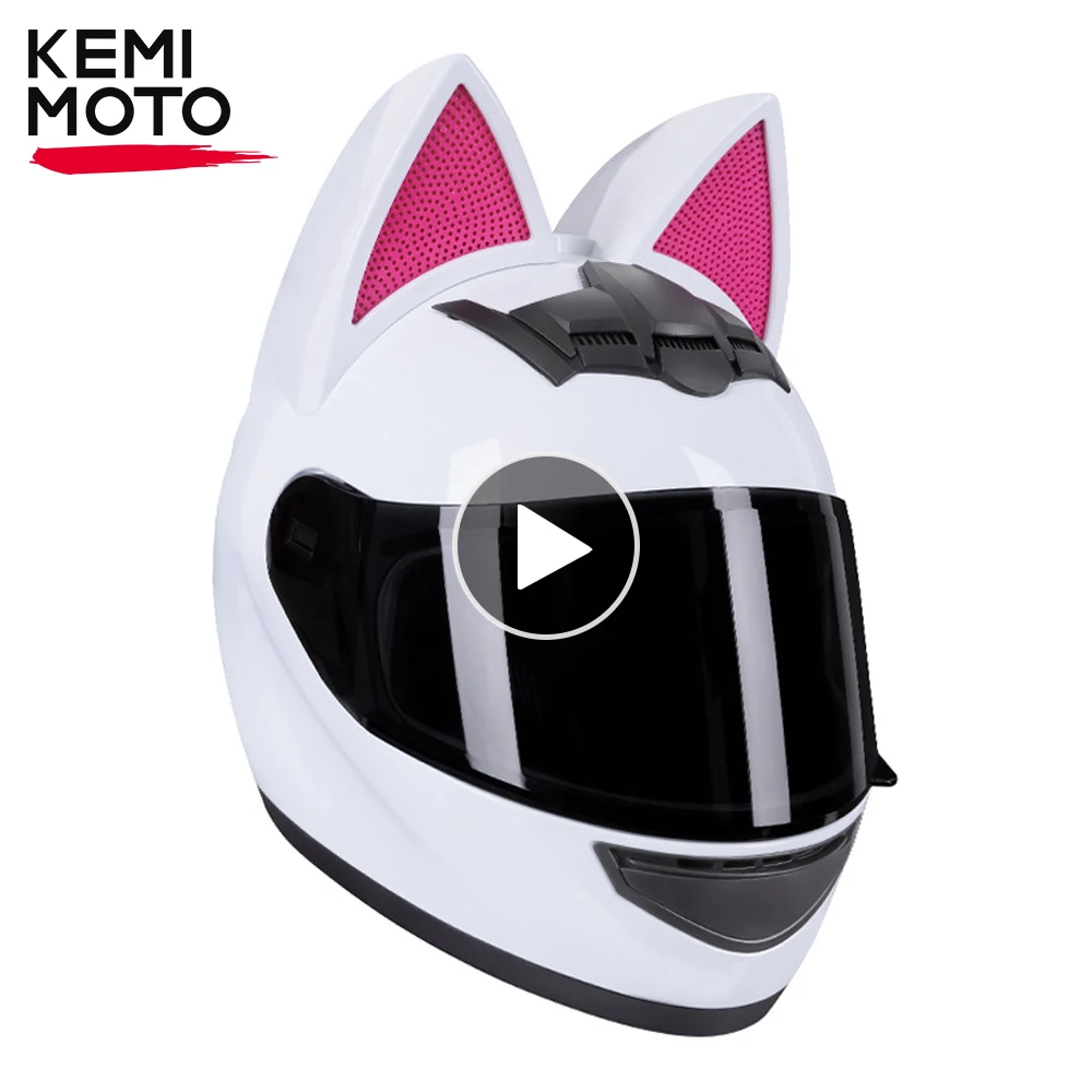 

Motorcycle Helmet Full Face Cat Ear Detachable DOT Certification Safety Moto Helmet For Women Men Breathable Gift For Girlfriend