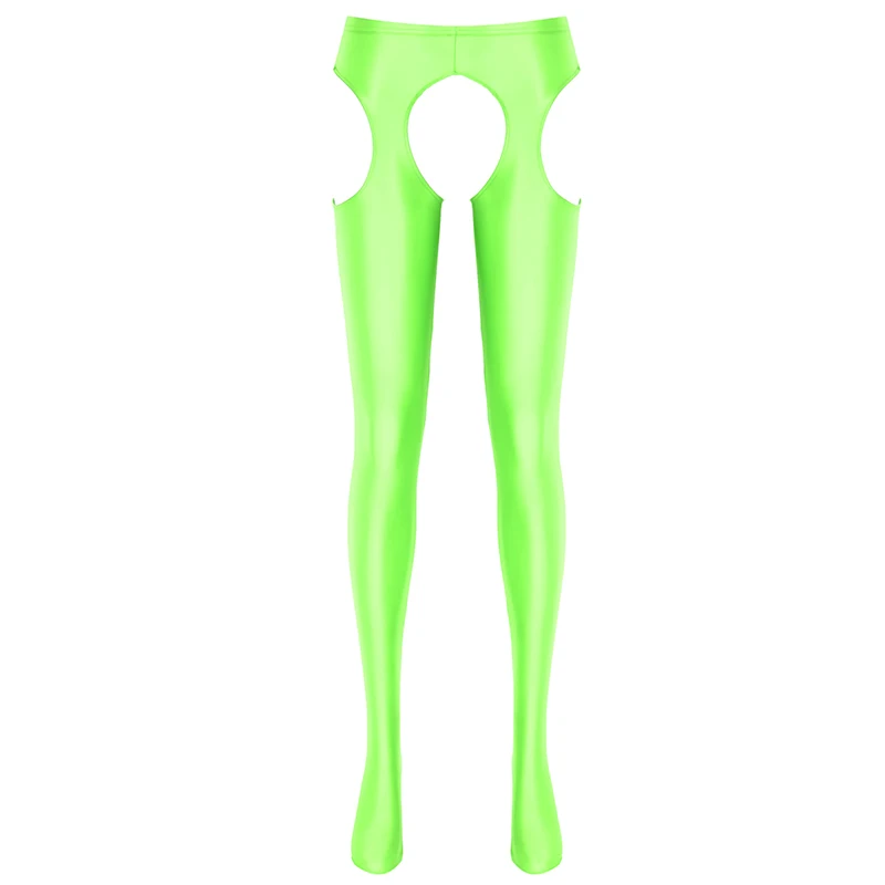 Men Oil Shiny XXL Glossy Pantyhose High Waist Tight Leggings Pants Stockings Sissy Lingerie Sexy Nightwear Cutout Crotchless