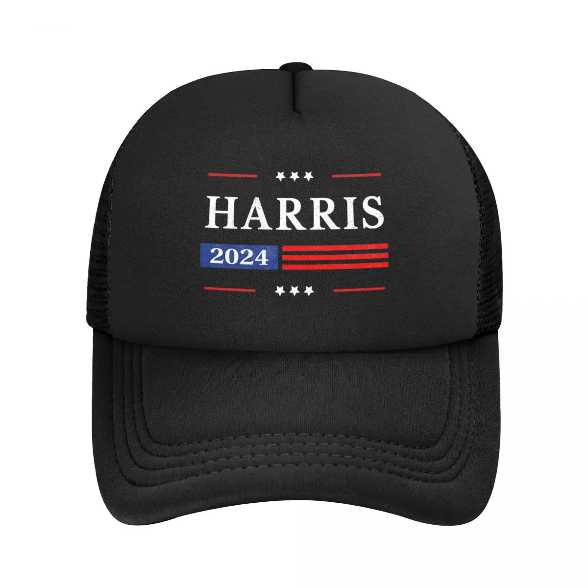 Kamala Harris-chapéu do camionista da malha, tampão de baseball do engranzamento do verão, lazer, Adjustbale, bandeira americana Merch, 2024