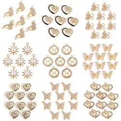 10Pcs Shining Love Butterfly Snow Pearl Leaf Alloy Charms Pendants High Quality Women Necklace DIY Jewelry Findings Accessories