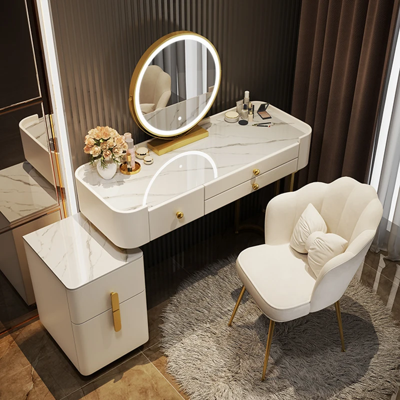 

Stylish White Dressing Table Minimalist Drawer Luxury Makeup Dressing Table Multifunctional Storage Mueble Tocador Furniture