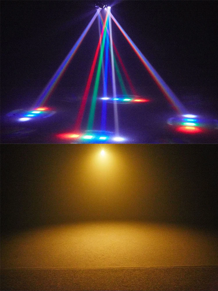 4-Arm RGBW LED Moving Head Licht mit Fernbedienung, Rot-Grüner Laser, Amber Strobe, Bühnenbeleuchtung, DMX512, Disco, Musik, Tanz, Party, DJ-Lichter