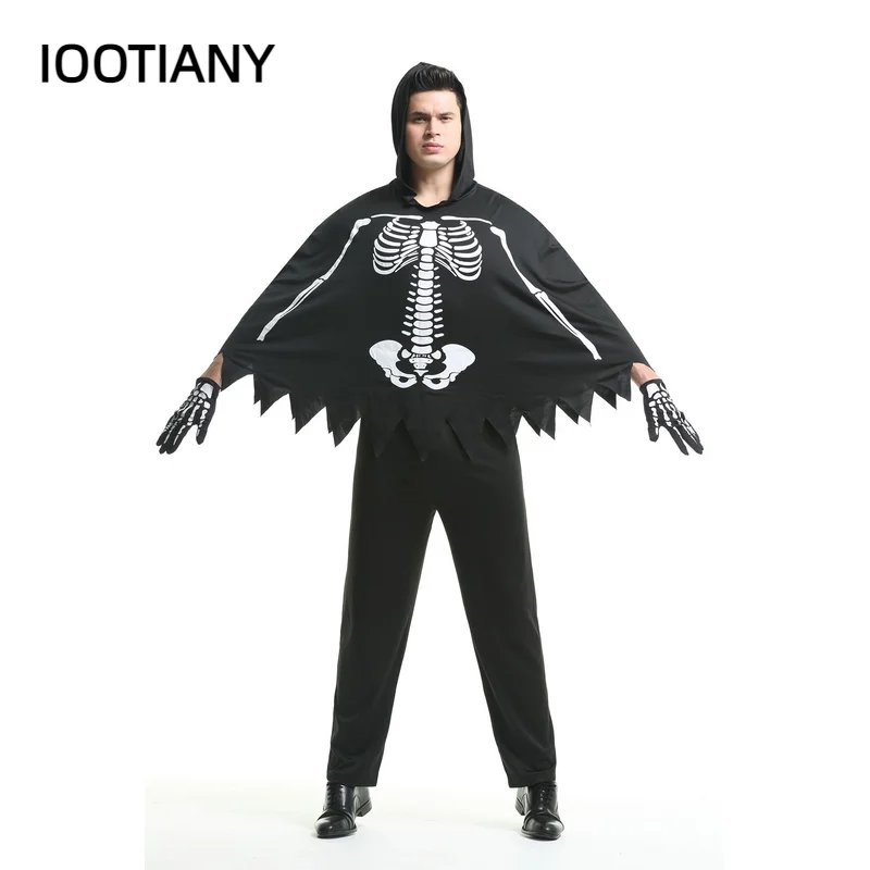 Male Terror Zombie  Costume Halloween Party Skeleton Skull Horror Clothes