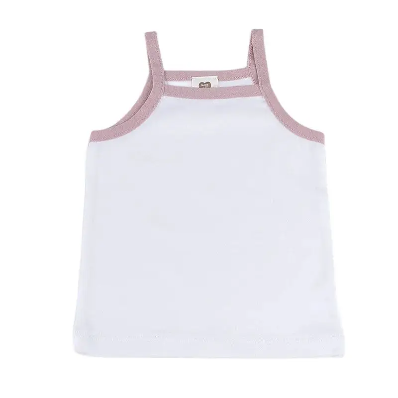 Kids clothes t shirt baby girls and boys clothes round neck sleeveless all season children shirt ribbed contrst trimming color