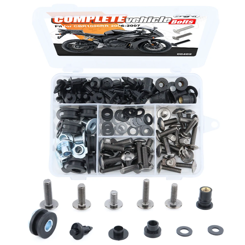 

Motorcycle Complete Full Fairing Bolts Kit Fit For Honda CBR1000RR CBR 1000RR 2006 2007 Fairing CIips Nuts Screws Grommets Steel