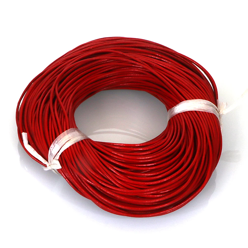 5 Yards Smooth Round Soft Genuine Leather Cord Craft Rope Straps For DIY Bracelet Making, Keychain Creation, Necklace Crafting