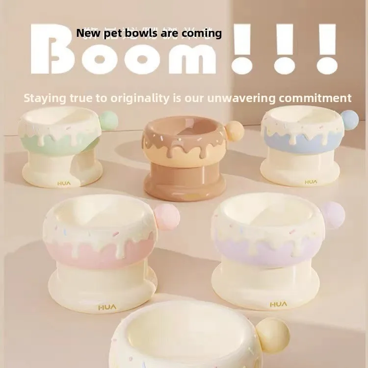 Donut Cute High-value Cat Bowl Ceramic Cat Paw water Bowl Protection Cervical Spine Pet Food Basin Dog Bowl Feeder Dog Accessory
