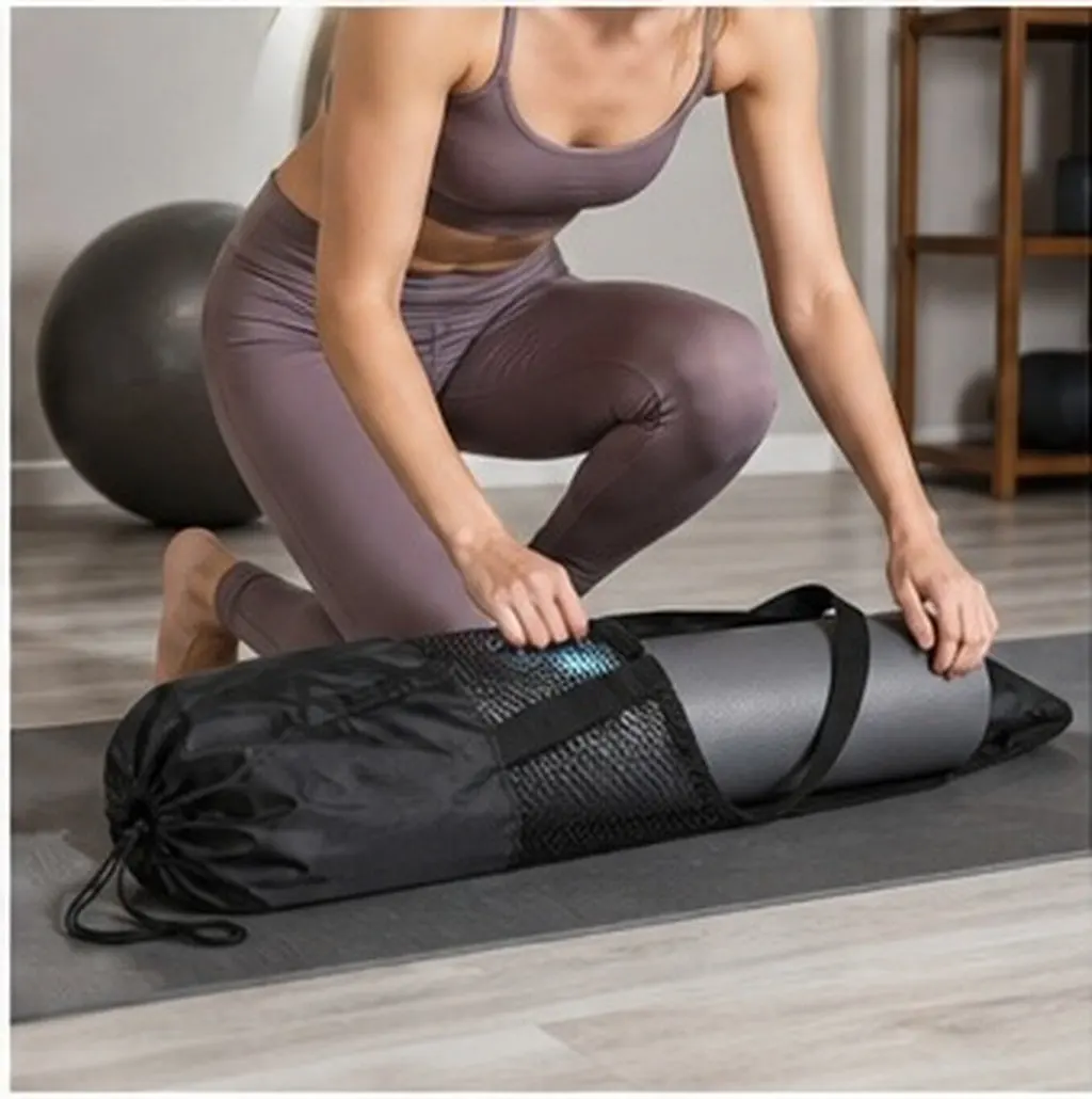 3Pcs Yoga Mesh Design Lightweight Portable with Carry Strap Drawstring Seal Versatile for Yoga Mat Cushion Gym Gear