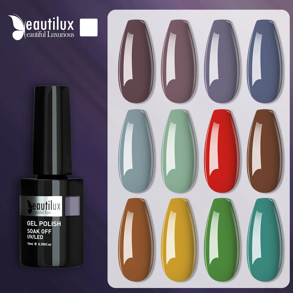 

Beautilux 1pc Autumn Collection Nail Colors Gel Polish Lacquer Soak Off UV LED Nails Polish Varnish Esmalt Vernis Smalto 10ml