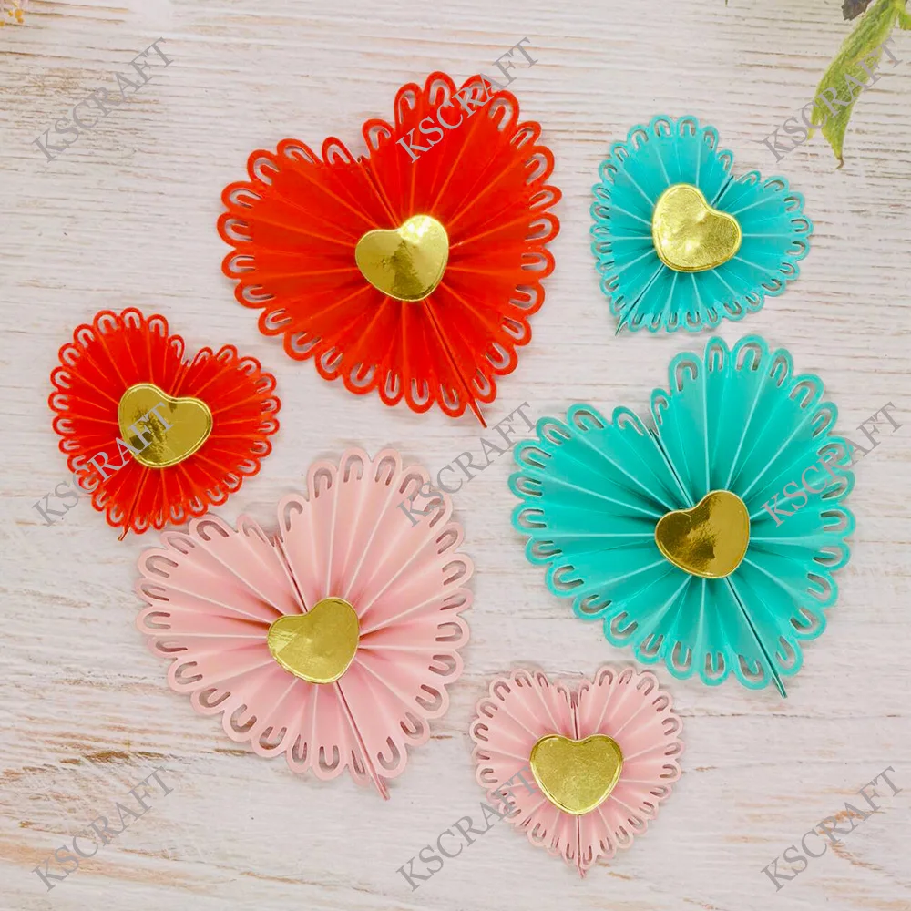 KSCRAFT Scalloped Heart Rosettes Cutting Dies Stencils for DIY Scrapbooking Decorative Embossing DIY Paper Cards