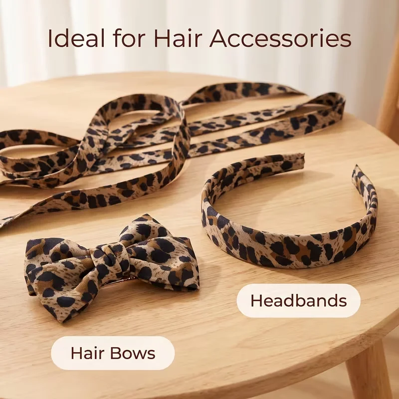 1PC Double-Sided Leopard Print Ribbon Leopard Ribbon for Clothing Headwear Bags Bow Additions Auxiliary Materials