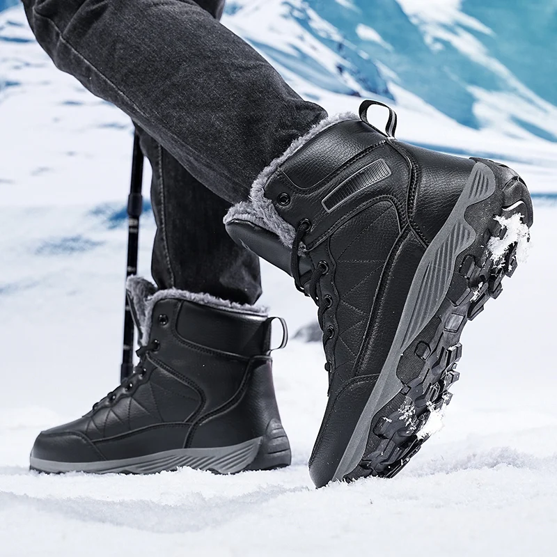 Bottes de neige à lacets pour hommes, baskets de randonnée en plein air, chaussures d'escalade décontractées, haute qualité, taille 48, expédition rapide, hiver