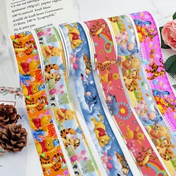 5 Yards Mini Disney Cartoon Winnie The Pooh Design Printing Grosgrain Ribbon For DIY Hair Bows
