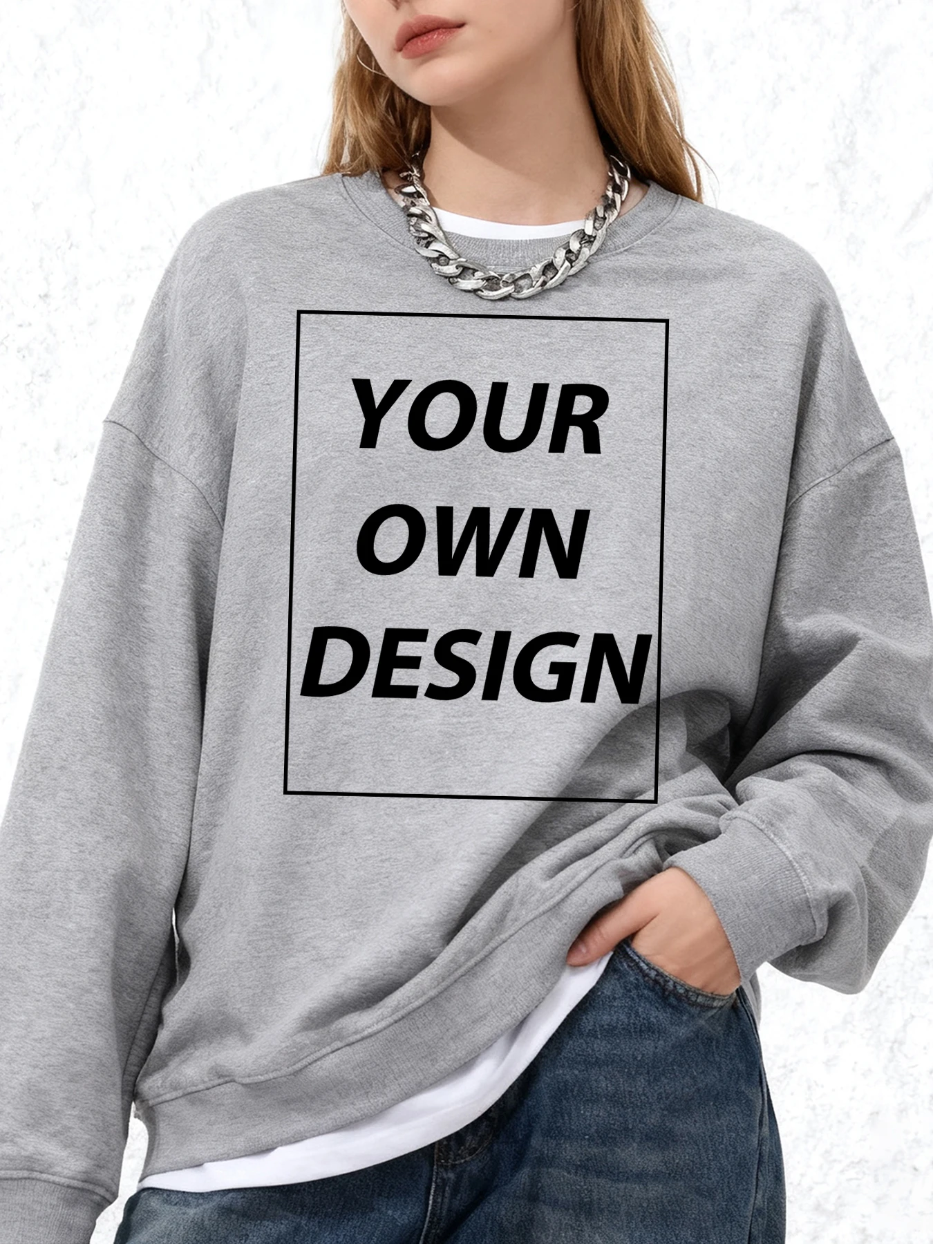 カスタムDIYプリント レディース 秋 オーバーサイズ スウェットシャツ カジュアル ドロップショルダー プルオーバー ストリートファッション スポーツウェア ベーシック 快適トップス