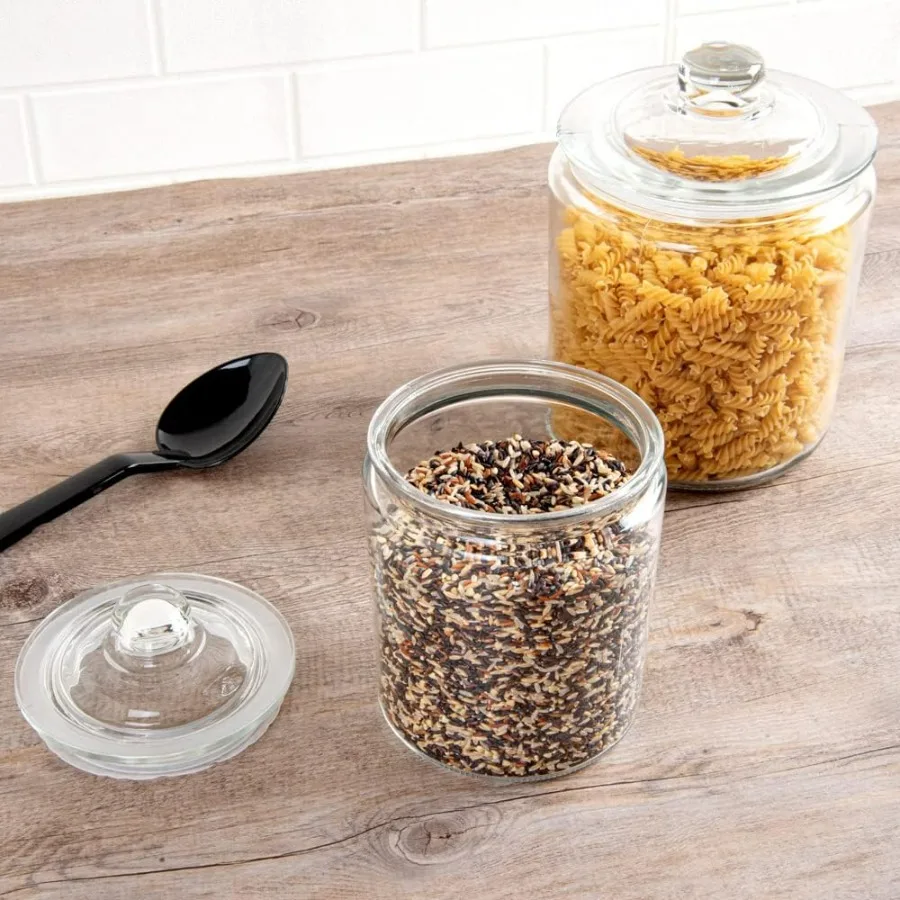 أدوات المطاعم Vetri 0.5 جالون جرة تخزين زجاجية 1 جرة بسكويت زجاجية قابلة للغسل في الأطباق ختم محكم فتحة واسعة حلوى زجاجية شفافة #6