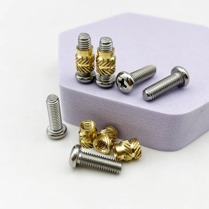 Insert Brass Nut Stainless Steel Screw M1.6 M2 M3 M4 Hot Melt Knurled Thread Heat Embedment Copper Nuts for 3d printer Plastic