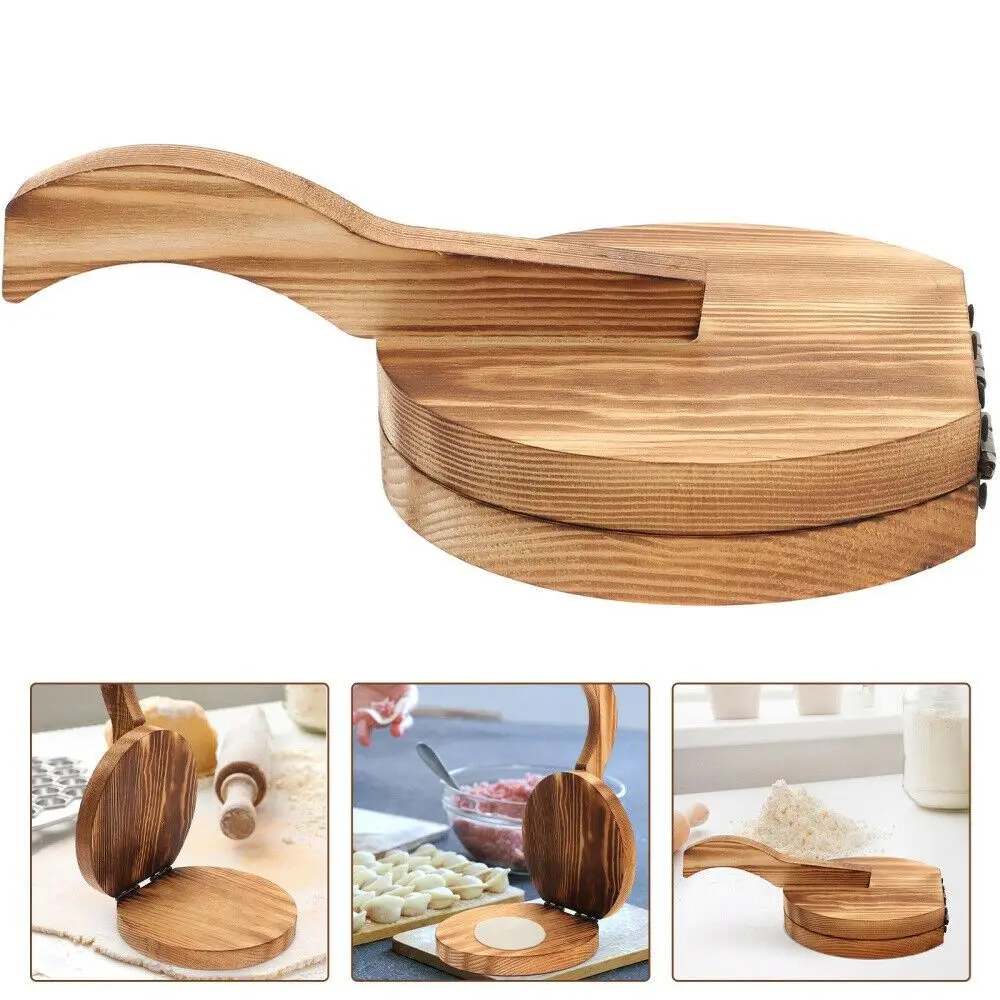 DIY Wooden Dumpling Wrapper Presser Kitchen Baking Accessories Round Shape Chapati Presser Pastry Tool Dough Presser Household