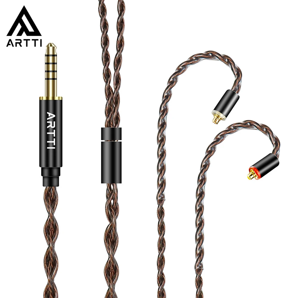 

ARTTI A1 HIFI Earphone Upgrade Audio IEM MMCX Cable 4 Core Monocrystalline Copper 3.5/4.4mm Plug 0.78mm 2Pin Connector