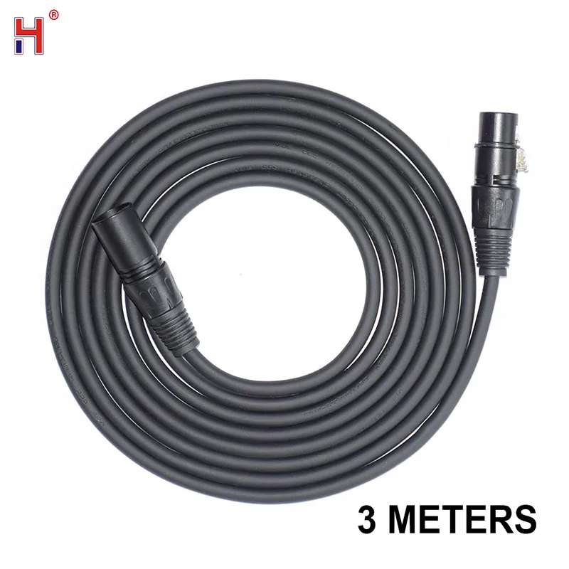 HongYi Cable DMX de 1m/2m/3m/5m/10m, conexión de señal de 3 pines, accesorios de luces de escenario para DJ, iluminación de punto de cabeza móvil,