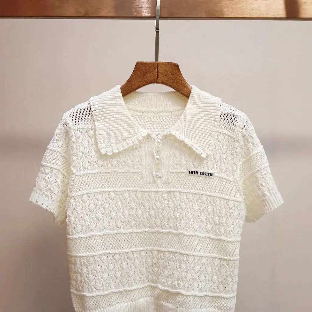 

Shenzhen Nanyou High-End Women's Crochet Hollow Knit Top Casual Age-Reducing French Style All-Match Summer 25