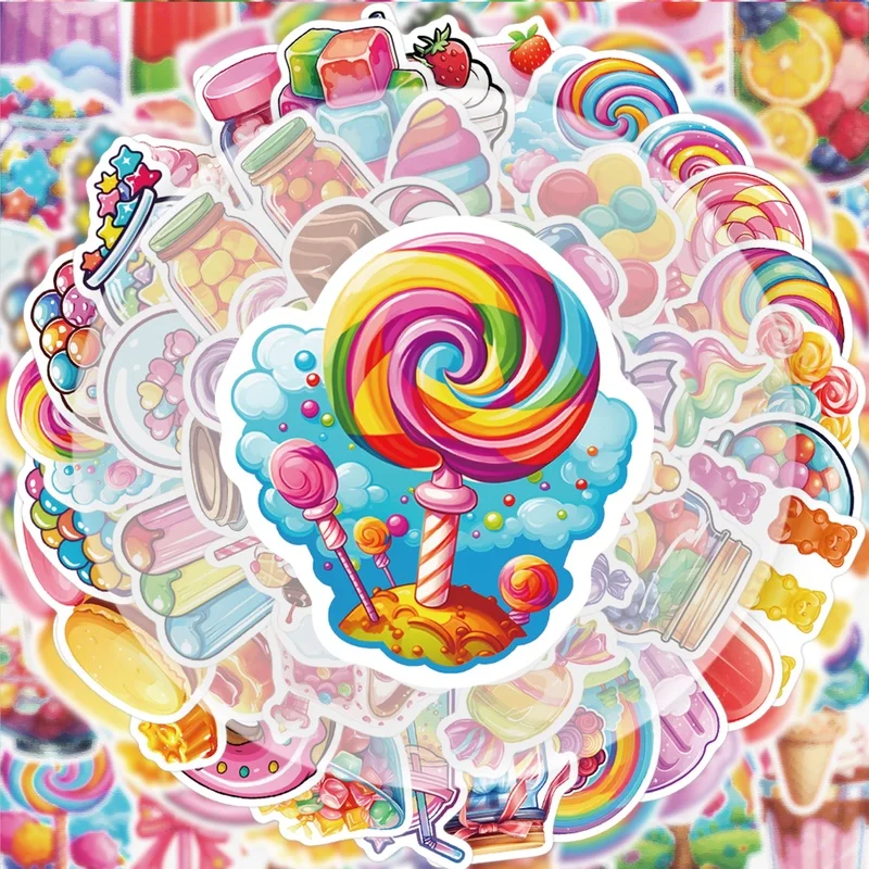 50 Colorful Candy Graffiti Stickers, Vibrant Stickers Suitable for Decorating Water Bottles, Laptops, Cell Phones, Suitcases, Skateboards, Guitars, Gift Boxes, Party Decorations