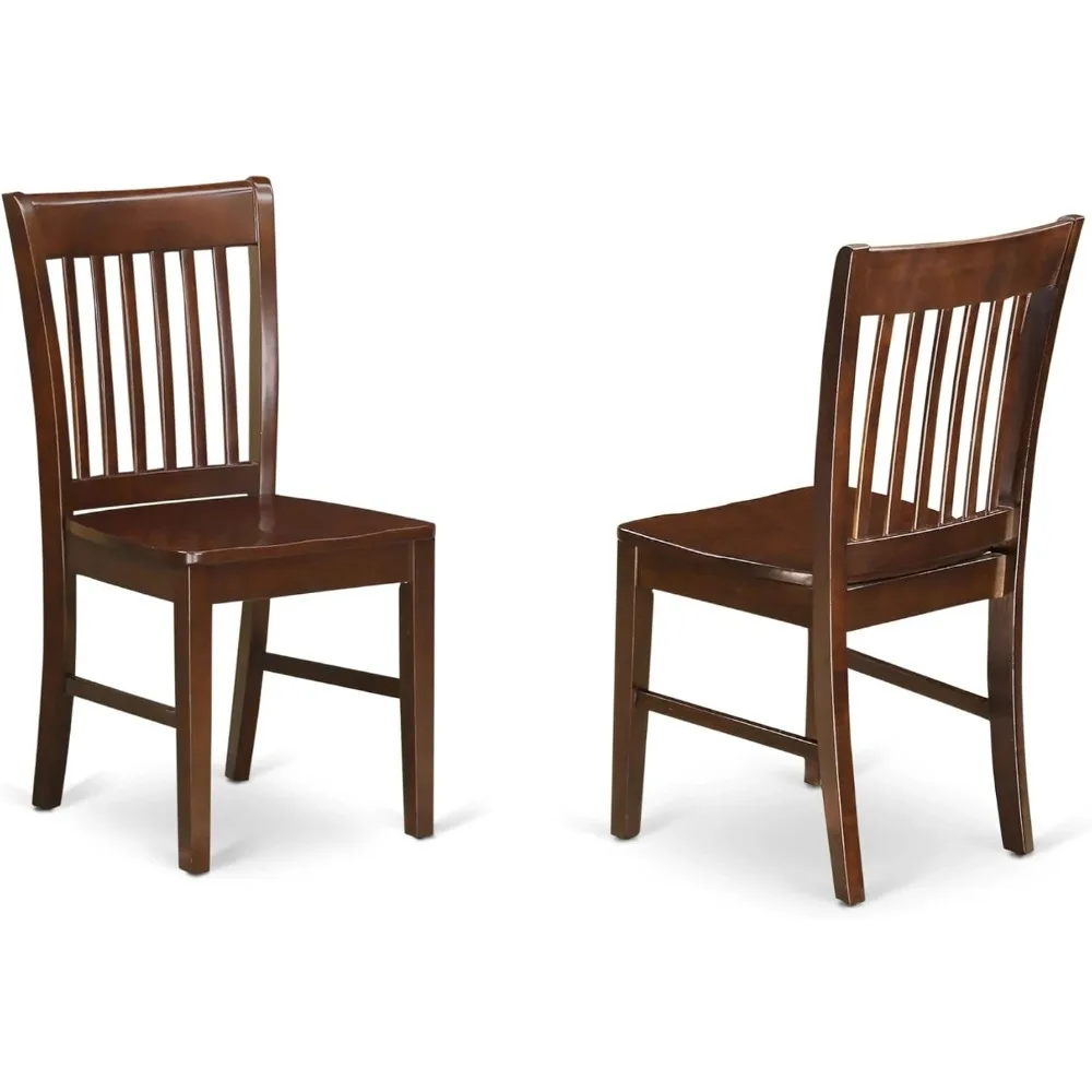 

NFC-MAH-W Norfolk Dining Room Chairs - Set of 2 Slat Back Solid Wood Seat in Mahogany