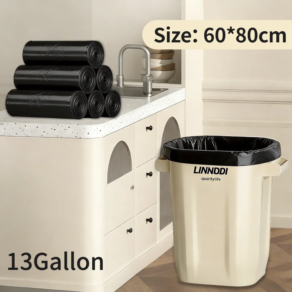 Sacos de Lixo Pretos de 50L 60x80cm Extra Grandes Resistentes a Rasgos para Jardim Externo e Lixeiras Grandes