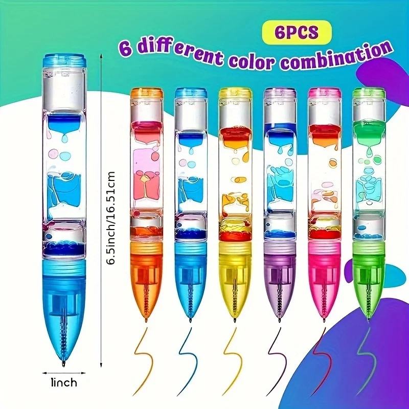 Stylo à bille à bulles à mouvement liquide, 6 couleurs, soulagement de l'anxiété, écriture sans Stress, stylo de relaxation Cool pour l'étude/bureau, 1 pièce