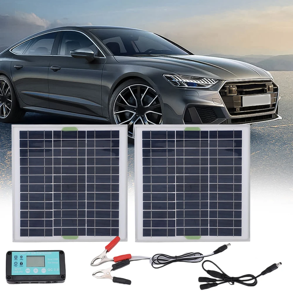 

Solar Panel Kit 200W Dual-Panel Solar With 10A Controller Waterproof Portable Power Tools Replacement For RVs Boats Campers