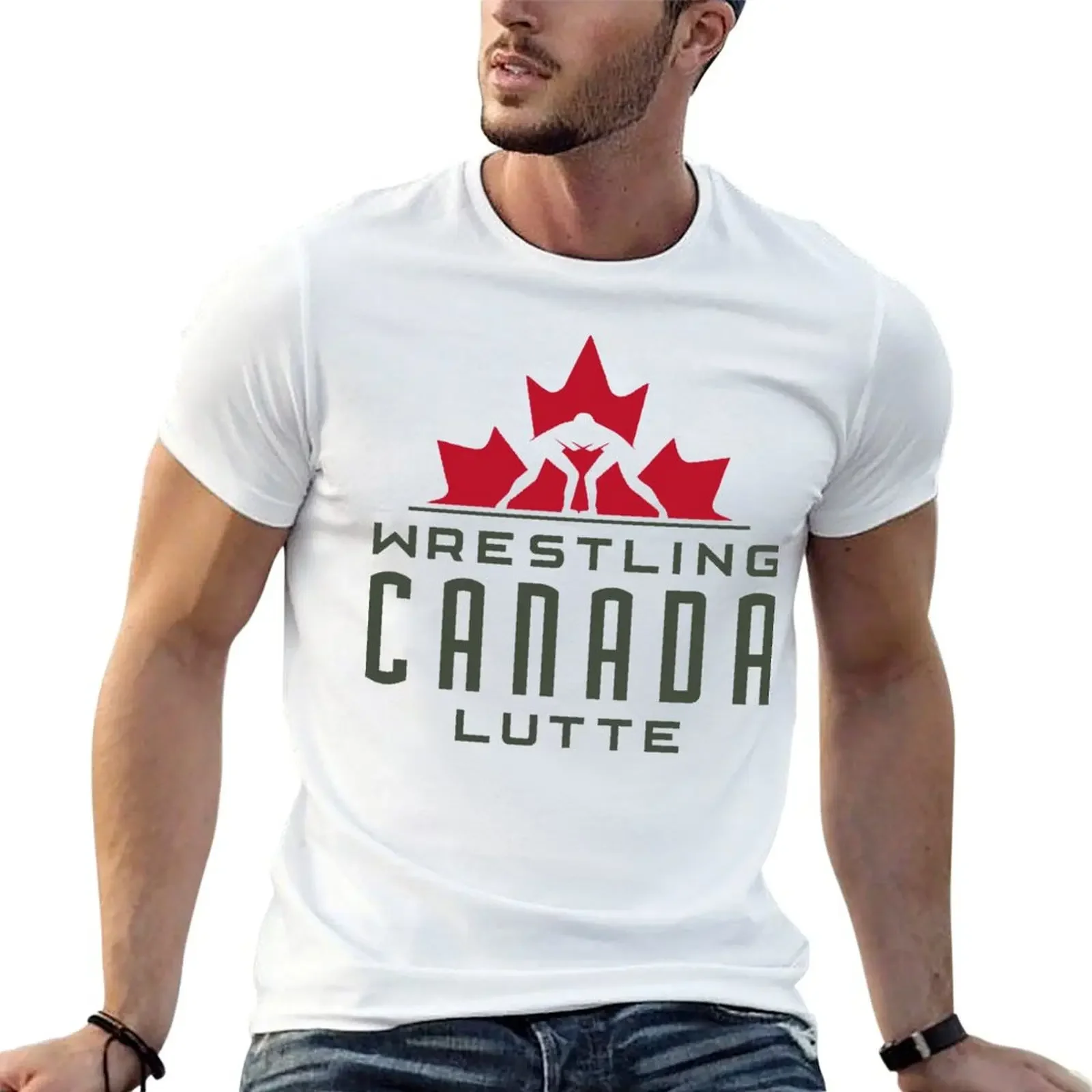 WRESTLING CANADA LUTTE LOGO T-Shirt sweat oversized graphic tee for a boy black t shirts for men